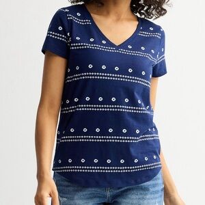 Navy Geo Stripe Short Sleeve Tee. - NWT